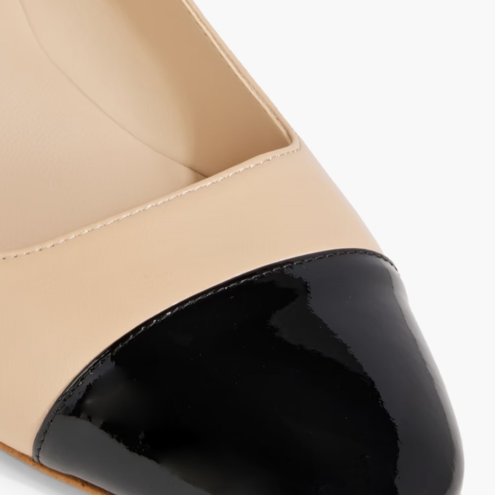 Stuart Weitzman Women's Black and Cream Cap-Toe Heels - Picture 10 of 12
